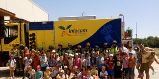 Escolares de Cabanillas, en simulacro de actuación ante incendio forestal