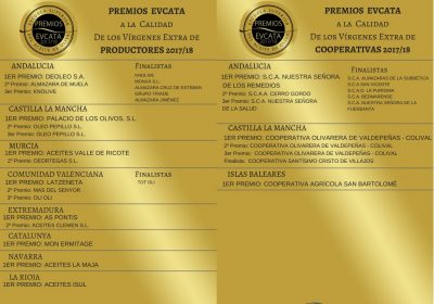 Aceites castellano-manchegos triunfan en los premios EVCATA 2017-2018