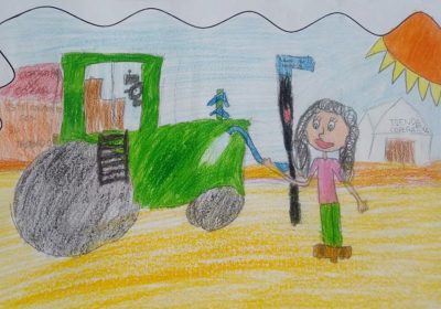 Los niños de Cózar de la Sierra dibujan a la mujer en su cooperativa