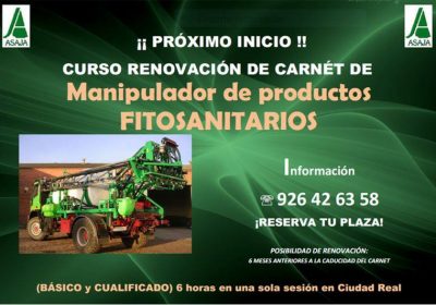 Curso de manipulador de productos fitosanitarios en Ciudad Real