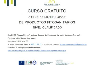 Curso gratuito para obtener el carné de Manipulador de Productos Fitosanitarios