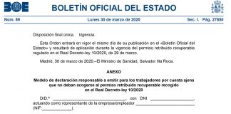El Ministerio de Sanidad publica un modelo de declaración responsable para facilitar los trayectos necesarios entre el lugar de residencia y de trabajo