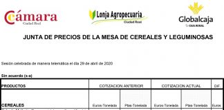 Lonja de Ciudad Real. Cereales. 29-abril-2020