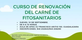 10 septiembre. Curso renovación carné fitosanitarios. Guadalajara (APAG)