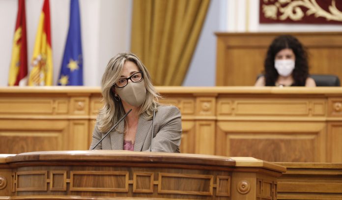 Merino durante su intervención en el Pleno de las Cortes regionales