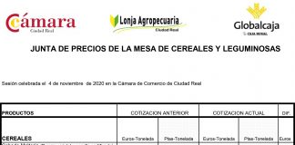 Lonja de Ciudad Real. Cereales. 4-noviembre-2020