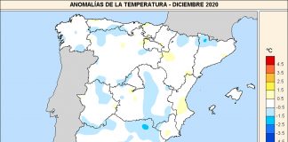 2020, el año más cálido en España, Europa y el mundo mapa temperaturas diciembre 2020