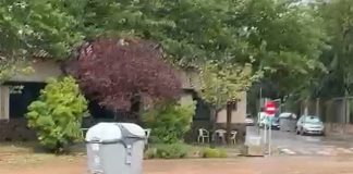 Vídeo. Contenedor flotando tras la tormenta de Campo de Criptana contenedor flotando