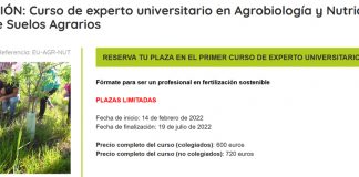 Programado el primer curso de experto universitario en “Agrobiología y nutrición sostenible de suelos agrícolas”