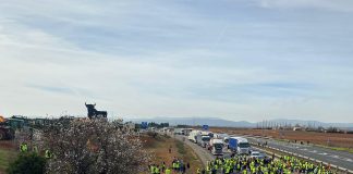Agricultores y ganaderos cortan dos vías de la A-4 y la A-5 en Castilla-La Mancha para mostrar el hartazgo por las políticas agrarias corte carretera