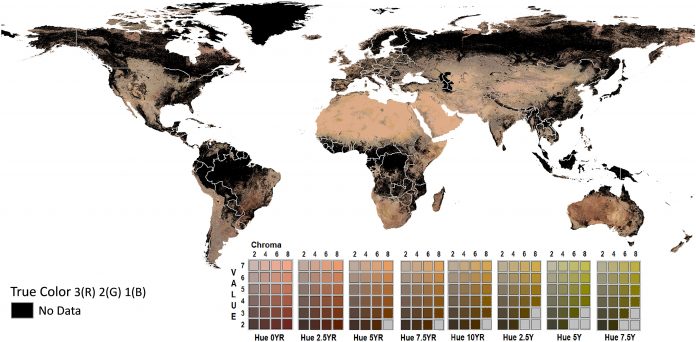 mapa mundial del color del suelo