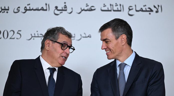 España, abierta a financiar transferencias entre cuencas, desaladoras y grandes infraestructuras hidráulicas en Marruecos Sánchez y jefe de Gobierno de Marruecos, Aziz Akhannouch