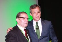 Obituario. Andrés Gómez Mora. Javier López. Presidente Eurocaja Rural Andrés Gómez Mora y Javier López