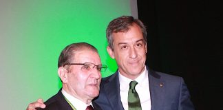 Obituario. Andrés Gómez Mora. Javier López. Presidente Eurocaja Rural Andrés Gómez Mora y Javier López