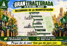 Cinco columnas de tractores tomarán Madrid este miércoles cartel tractorada