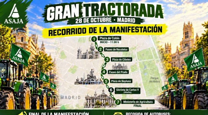 Cinco columnas de tractores tomarán Madrid este miércoles cartel tractorada